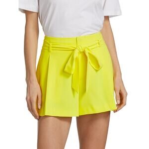 Alice + Olivia Steffie Seamed Belted Paperbag Shorts Yellow Sz 2